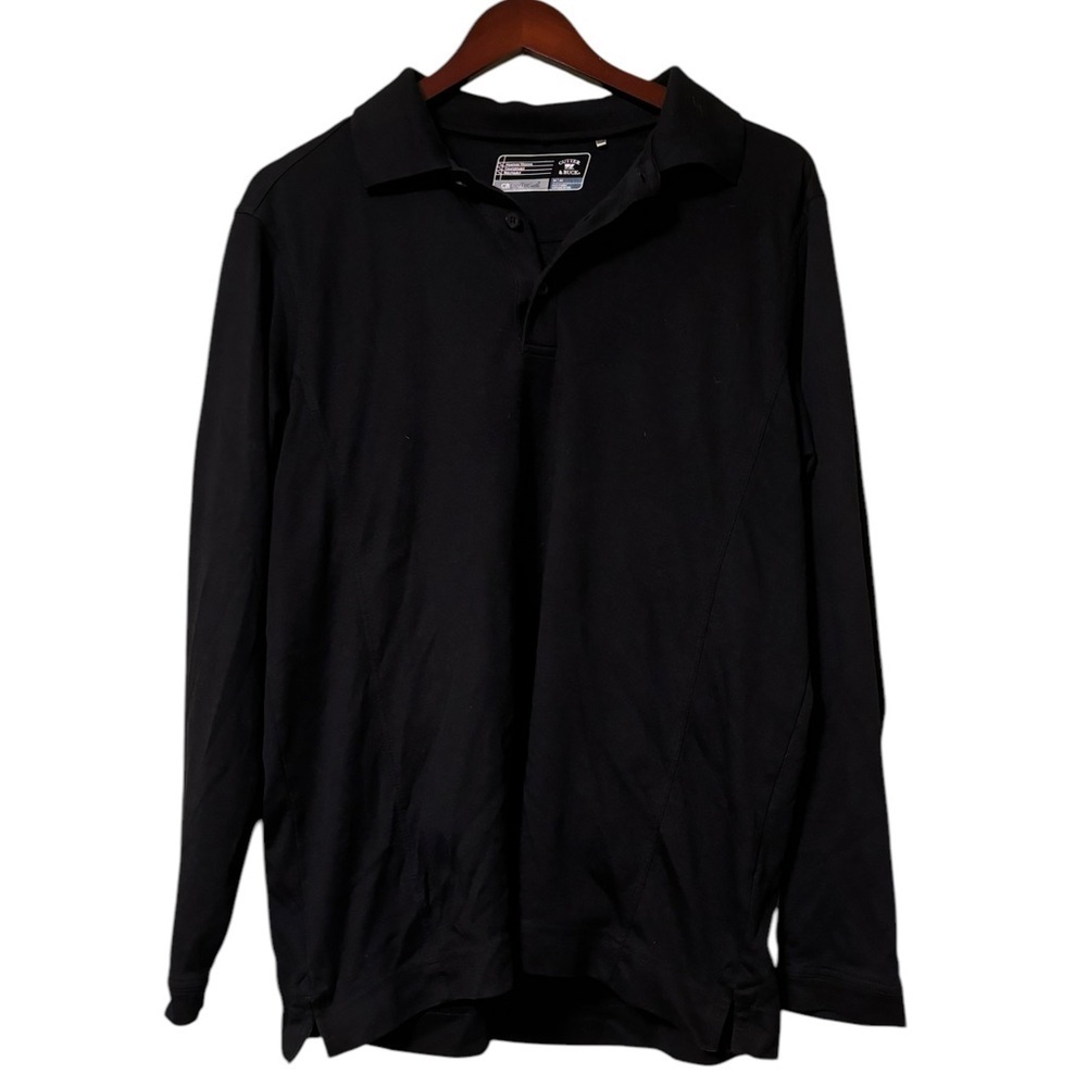 Cutter and Buck Men’s CB Dry Tec Long Sleeve Black Polo Shirt- Size Medium